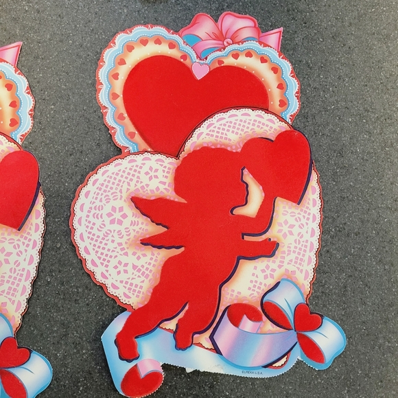 Valentines Day Cutout Decorations Vintage Eureka Set of 4 - Picture 4 of 7
